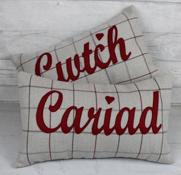 Tartan Cariad Cushion / Love Cushion