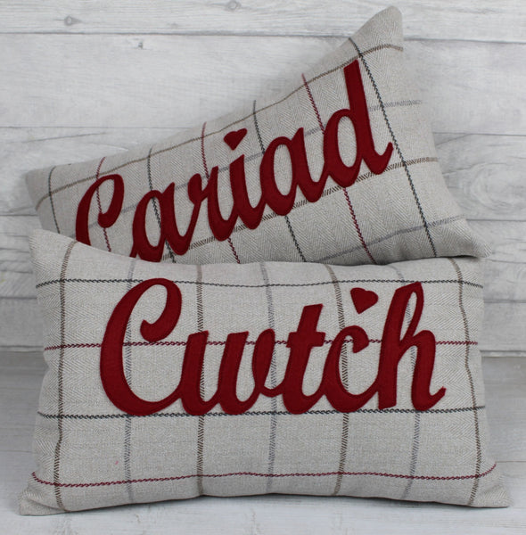 Tartan Cariad Cushion / Love Cushion