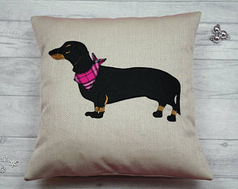 Dachshund Cushion / Sausage Dog Cushion (Black and Tan)